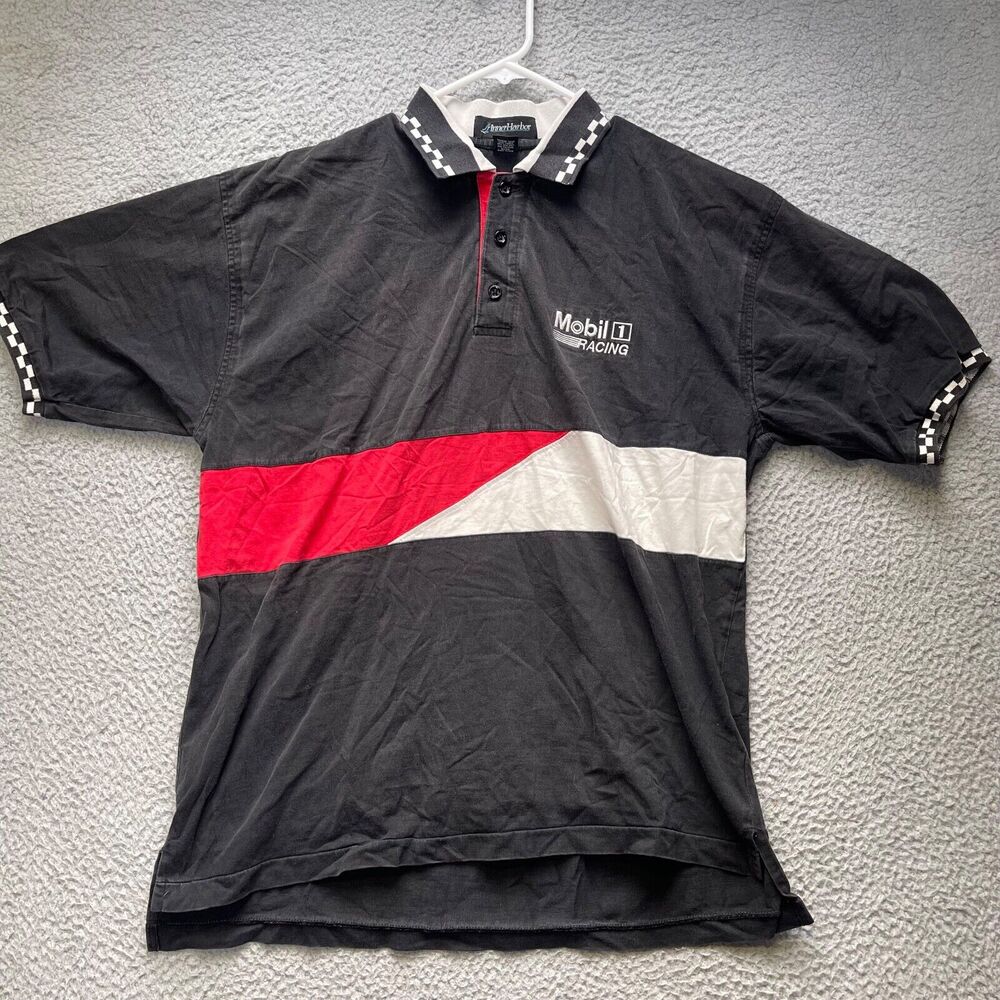 Inner Harbor Polo Shirt Mens XL Black Red Mobil 1 Racing Short Sleeve